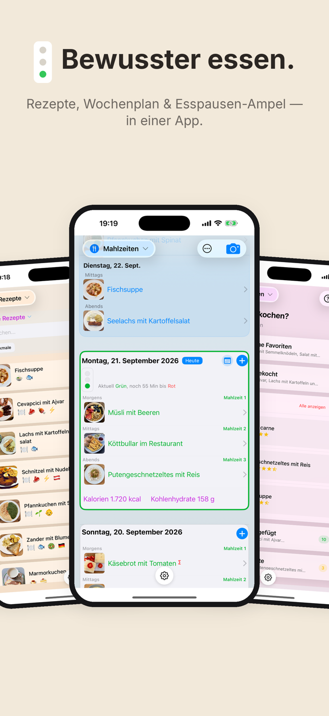 Cook&Track: Rezepte, Wochenplan und Esspausen-Ampel in einer App