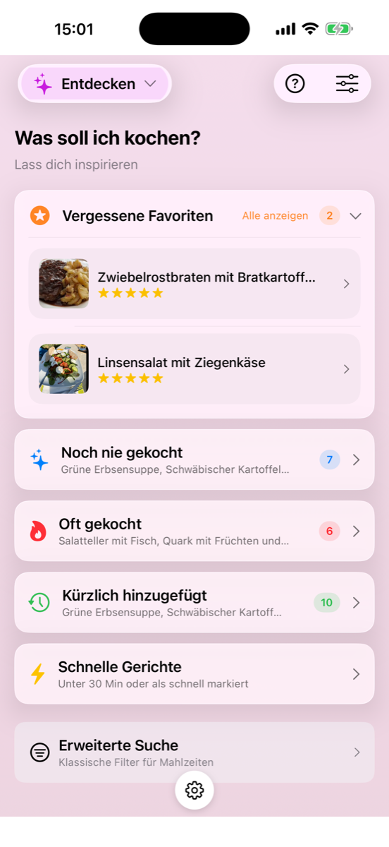 Cook&Track Entdecken - Was soll ich kochen?