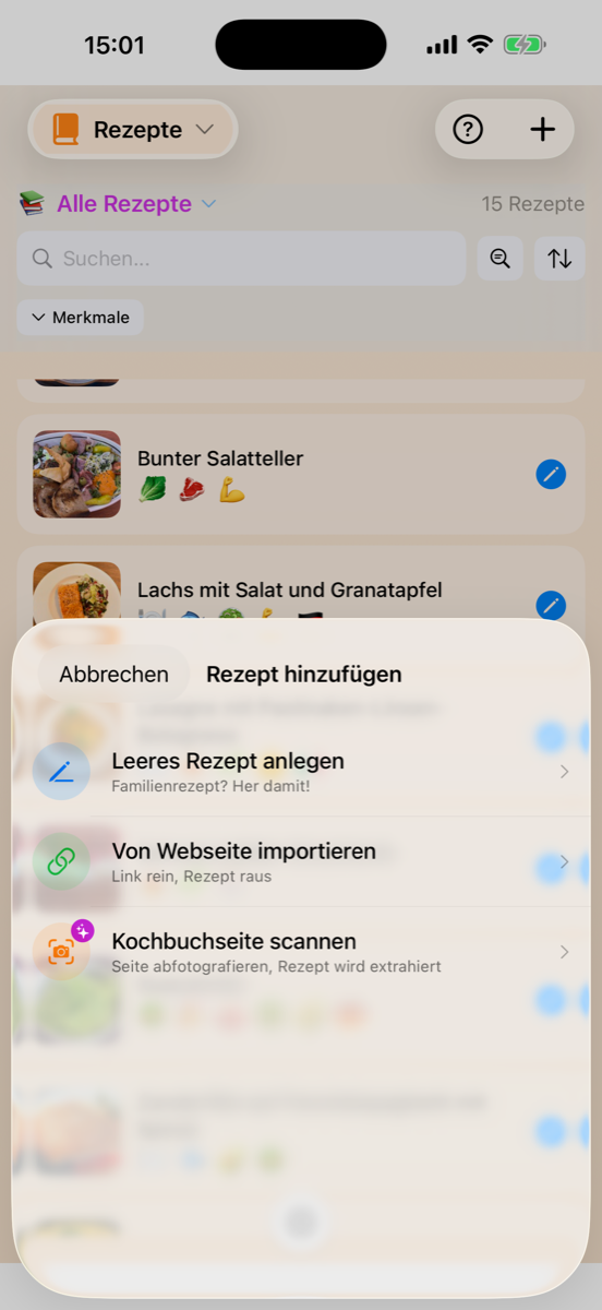 Cook&Track Rezept importieren - drei Wege