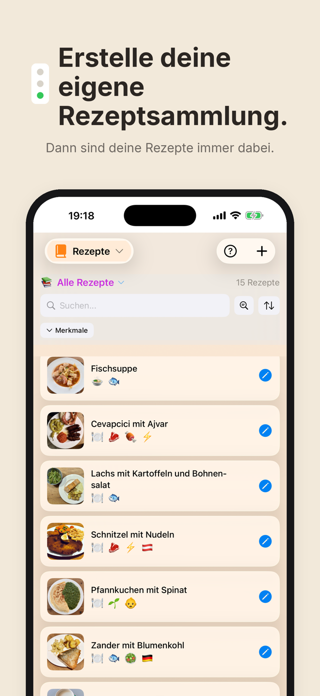 Cook&Track: Eigene Rezeptsammlung mit Merkmalen