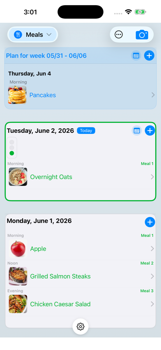 Cook&Track Meal diary with traffic light