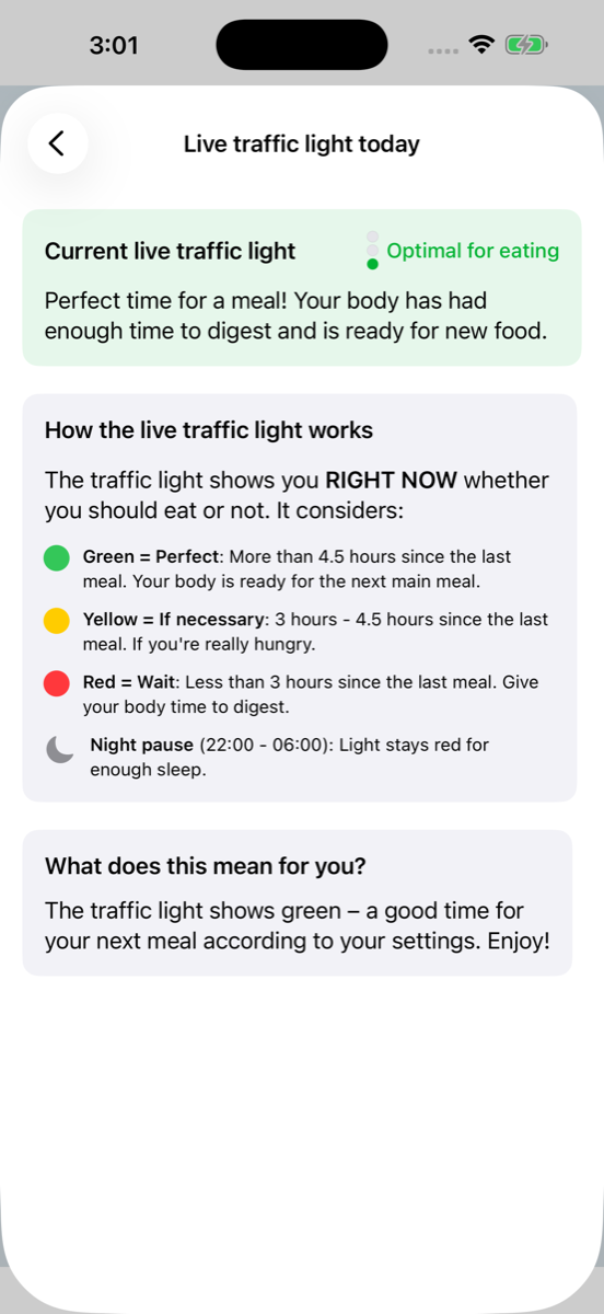 Cook&Track Live traffic light explanation