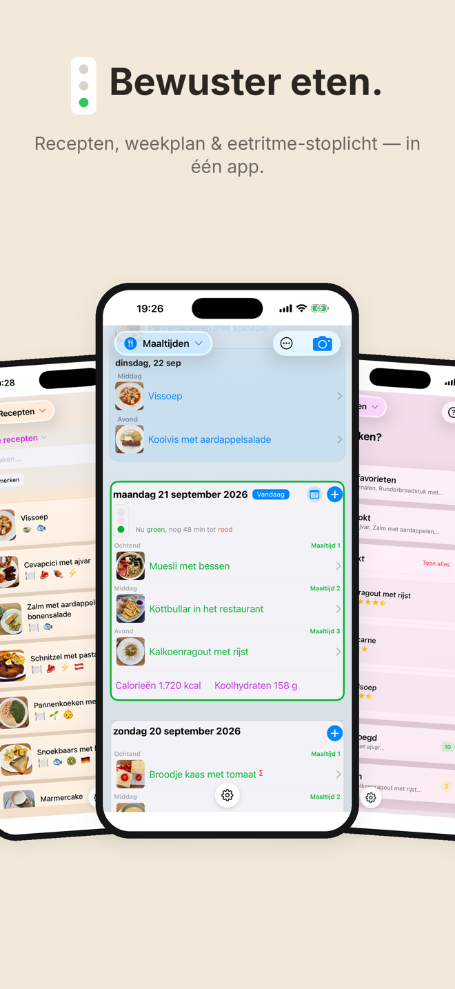 Cook&Track: recepten, weekplan en eetritme-stoplicht in één app
